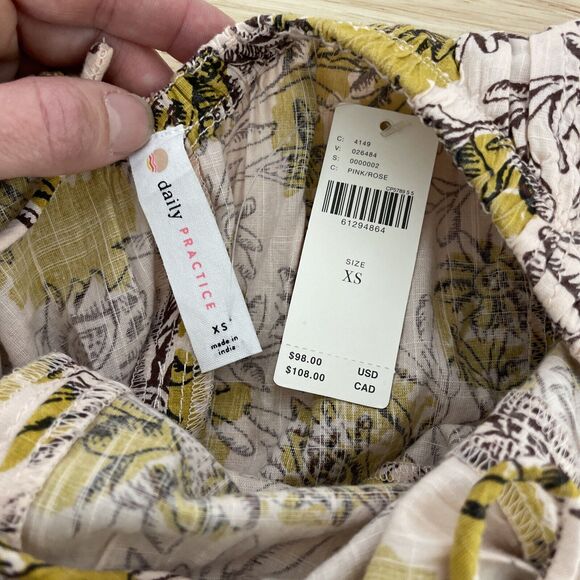 NWT Daily Practice Anthropologie Ruffle Mini Dress Floral Womens Size XS - Picture 3 of 11